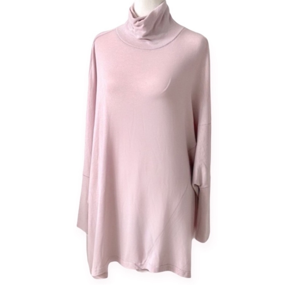 Cocoon Mock Turtle Neck Tunic Pale Pink Sweater - size women's small to medium